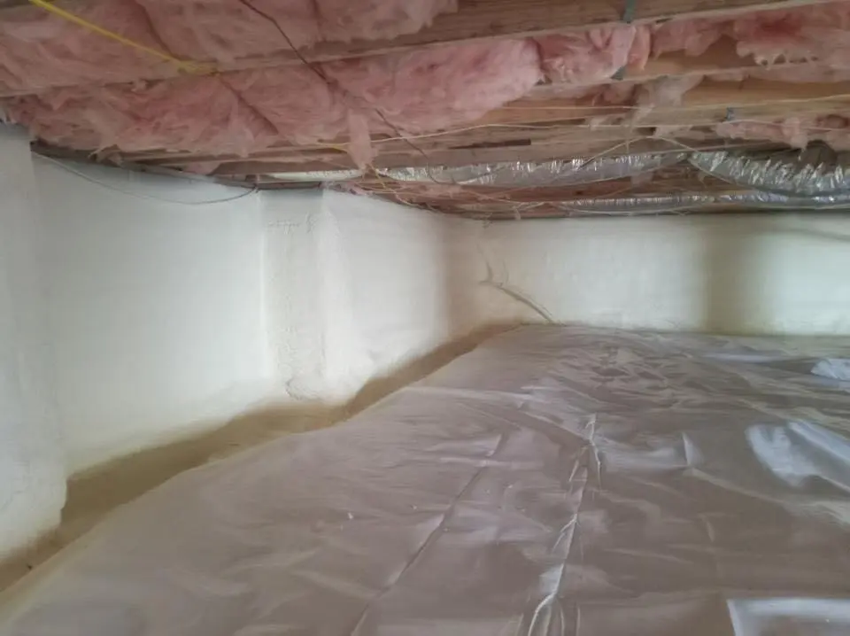 Crawl space encapsulation with closed-cell spray foam for Attic Insulation in Urbandale